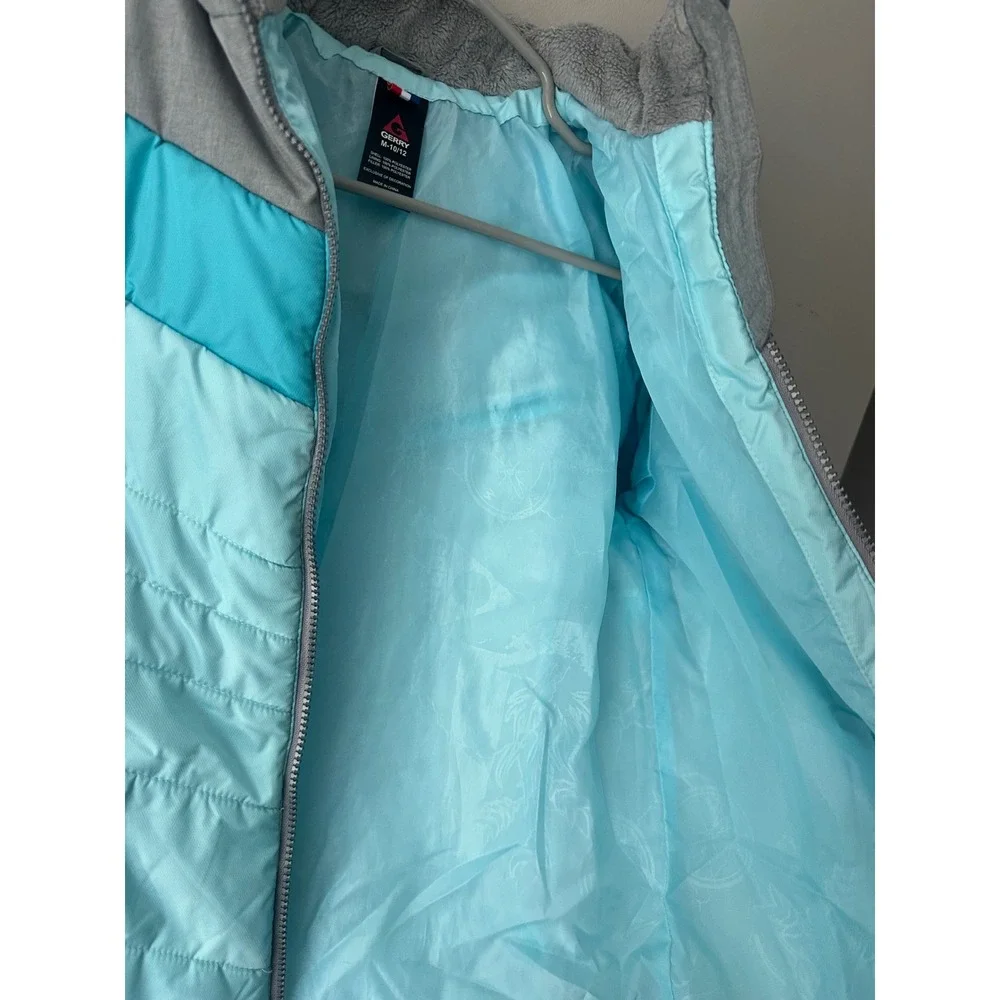 Gerry Kids Blue Grey Colorblock Puffer Jacket Full Zip Insulated Coat M 10/12